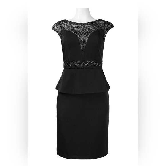 Sue Wong Cap Sleeve V-Back Embellished Bead and Sequin Mesh & Satin Dress - Picture 1 of 4